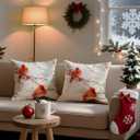 Christmas Cardinal Pillow Covers 18x18 Set of 2, Watercolor Red Bird on Branch Winter Decor Throw Pillowcases Double Sided Printing Cushion Covers for Couch Bed Holiday Farmhouse