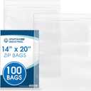 Spartan Industrial - 14 X 20 (100 Count) 2 Mil Clear Reclosable Zip Plastic Poly Bags with Resealable Lock Seal Zipper