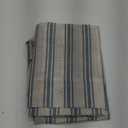 jinchan Striped Linen Kitchen Tier Curtain Farmhouse Cafe 30 Inch Small Window Balanced Stripe Half Window Curtains for Living Room Bathroom Laundry 2 Panels Blue on Beige
