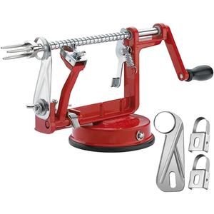 Apple Peeler Corer, Long-lasting Chrome Cast Magnesium Alloy Apple Peeler Slicer Corer with Stainless Steel Blades and Powerful Suction Base for Apples and Potato (Red)