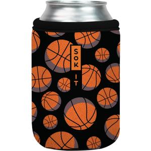Sok It CanSok Sleeve for Beer & Soda Insulated Neoprene Cover (Basketball, 12oz Can Sleeve)