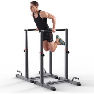K KiNGKANG Dip Bar Station Set, 9 Level Adjustable, 1200lbs Heave Duty Dip Station for Full Body Workout Fitness,Functional Parallettes Bars