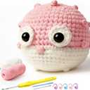 2 x Cokiddle Crochet Kit for Beginners, Cute Pufferfish Shape with Step-by-Step Video Tutorials, Soft Yarn, Hooks & Full Supplies, Exclusive Crochet Kit for Beginners, DIY Craft, Great Teen Gifts