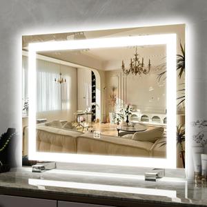 22x20 Inch Lighted Vanity Mirror, 3-Mode Touch Dimming LED Lighting, Large Makeup Mirror for Dressing Room, Tabletop or Wall-Mounted, White