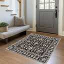 Square 4x4 Rug Entryway: Non Slip Machine Washable Indoor Carpet for Entry Kitchen Bathroom - Throw Small 4 Foot Wide Rug - Ultra Thin Mat for Effortless Living Boho Home Decor 4x4 Black