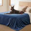 Bedsure Waterproof Blanket for Bed - Sherpa Fleece Waterproof Dog Blankets for Large Dogs, Pet Blankets for Bed/Couch/Dog Crate, Soft Plush Reversible Furniture Protector, King Size, 108"x86", Blue