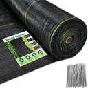 4ft x 300ft Durable Weed Barrier Fabric, 3.2oz Heavy-Duty Landscaping Fabric, Permeable Ground Cover for Garden, Lawn, and Outdoor Projects, Easy to Install, with 90 Staples