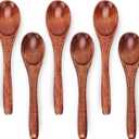 6in Wooden Spoons, 6pcs Soup Spoons Set, Small Wooden Utensils for Coffee, Tea, Jam, Sugar, Ice Cream and Bath Salts (6pcs 6in)