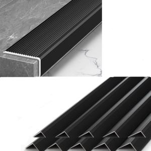 10-Pack 36 Inch Aluminum L-Shaped Non-Slip Stair Edge Protector,Nosing Matte Black,Waterproof and Trim for Indoor and Outdoor
