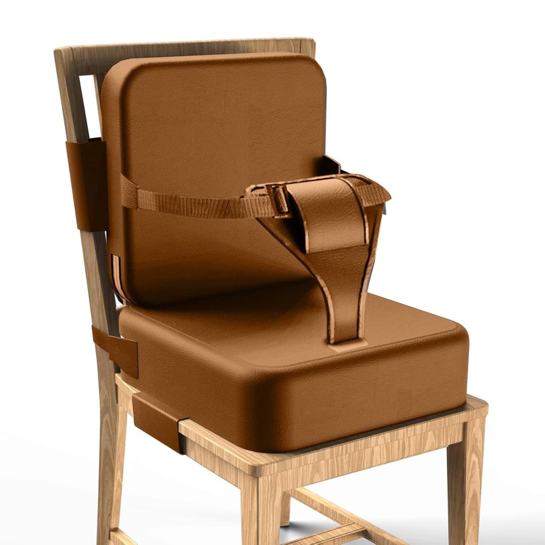 Toddler Booster Seat for Dining Table,Booster Seat for Kitchen Chair with Extended Straps,2PCS Portable with Safety Buckles,Suitable for Kids Aged 312 in Restaurants (Dark Brown)