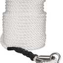 Marine System Made Nylon 3 Strand Anchor/Rigging Line Anchor Rope 3/8 Inch 100FT  White (3/8" x 100')