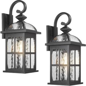Darkaway 2pcs Large Outdoor Wall Light, 22inch Exterior Light Fixture with Water Ripple Glass, Aluminum Outside Lights Sconces Exterior Lighting for House Porch Patio Doorway, Large-2 Pack