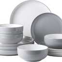 GBHOME 12 Pieces Ceramic Dinnerware Set, Modern White Dish Set for 4，Scratch Resistant Smooth Plates and Bowls Sets，Oven Safe，Microwave & Dishwasher