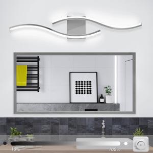 Dimmable Modern LED Vanity Light, 6000K Modern Bathroom Light Fixtures 33.5 inch Chrome Bathroom Vanity Light Fixture Over Mirror for Bedroom Living Room