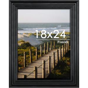18x24 Picture Frame, Vintage Black 18 x 24 Poster Frame with HD Plexiglass Durable for Horizontal or Vertical Wall Mounting, 1 Pack