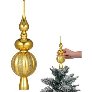 PRETYZOOM Spherical Christmas Tree Topper 2.64 Inch Plastic Xmas Tree Ornament Decoration Lightweight Finial for Holiday Party Home Seasonal Decor