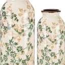 2 Pcs Vintage Ceramic Flower Vase Chinoiserie Antique Floral Vase Rustic Boho Farmhouse Decor for Home Table Bookshelf Aesthetic Centerpiece Gift(Vintage Green)