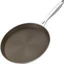 11 Inch Stainless Steel Crepe Pan - Titanium Ceramic Nonstick Crepe Pan, Stainless Steel Pancake Pan, Non Stick Flat Skillet Tawa Dosa Tortilla Griddle Pan, Induction Compatible, PFOA&PFAS Free