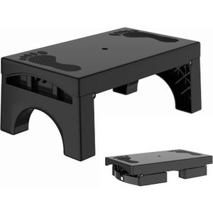 Step Stool Foldable for Adults Kids, Heavy Duty Non-Slip Folding Stepping Stool with 400-LBS Capacity, Portable Collapsible Foot Stool for Bathroom Bedroom Kitchen, Bed Steps for High Beds, Black