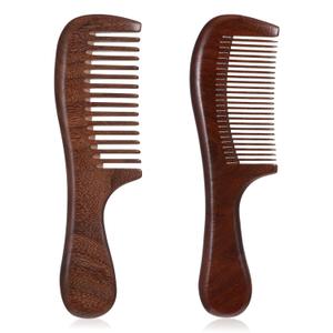 2 Pcs Sandalwood Comb Set Wide and Fine Tooth Comb Wooden Detangling Anti-static Natural Wood Combs Green Handmade Sandalwood Combs for Women Men Straight Curly Dry Wet Hair