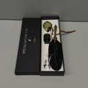 VANGOAL Vintage Black Feather Pen and Ink Set, Classic Series Goose Quill With Carving Stand, Calligraphy Nibs, Black Dip Ink, Antique Writing Gift for Writer