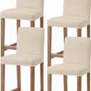 Cream Farmhouse Bar Stool Chair Covers Set of 4 with Back,Stretch Barstool Slipcovers Washable,Vintage Country Monochrome Textured Pub Counter Height/Swivel/Cafe/Dining Room Chairs Seat Cover