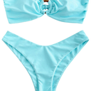 SHENHE Women's Strapless Brazilian Thong Bikini Set Metal Ring 2 Piece Bandeau Tube Swimsuits