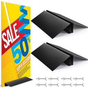 Blulu 2 Pcs 24 Inches Metal Floor Sign Stand Holder M Mount Holder Graphic Floor Standing Display Stand for Composite Foam Board, Acrylic Glass Sign, Base Only