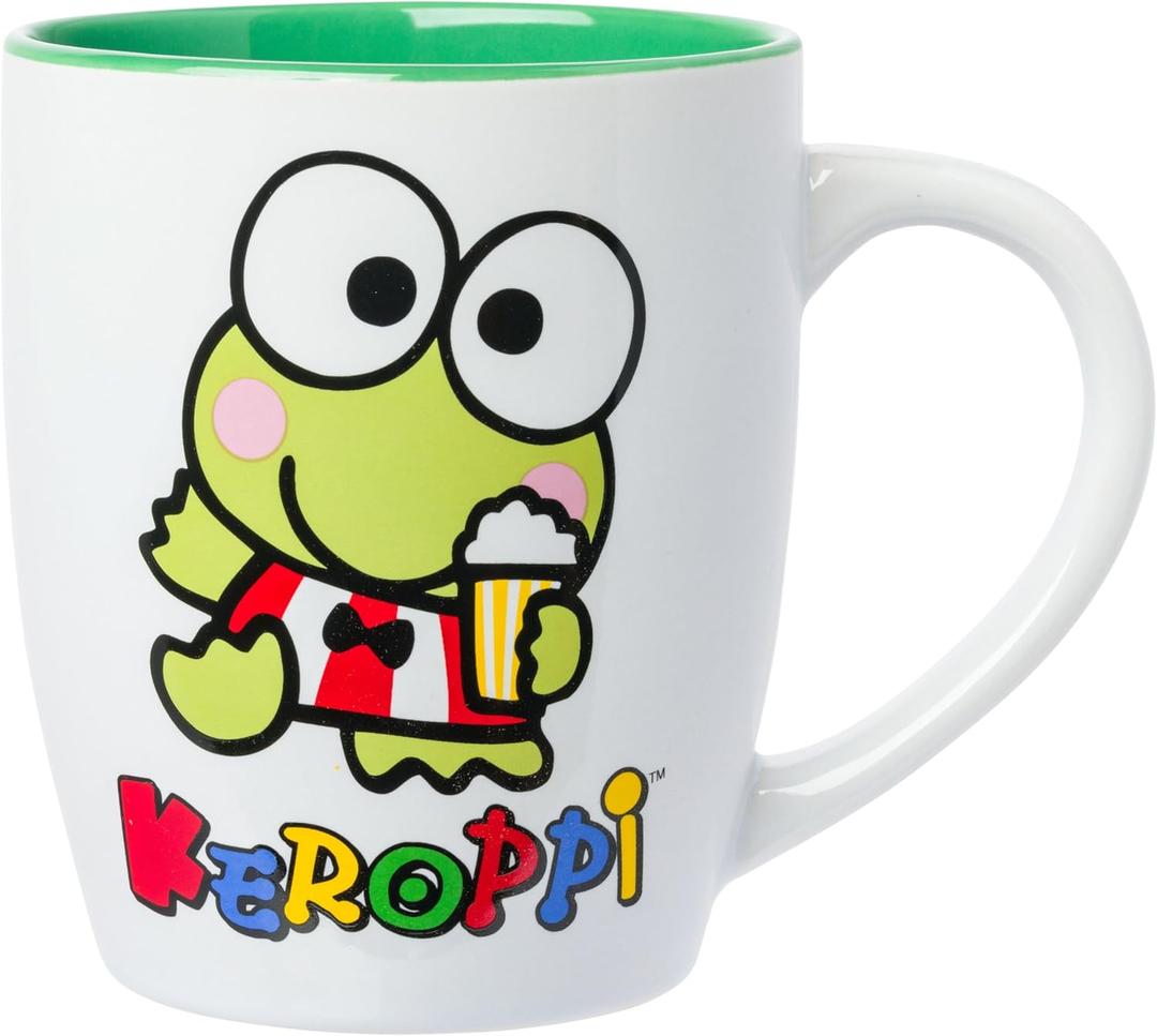 Silver Buffalo Keroppi Popcorn Name 25oz Jumbo Curved Ceramic Mug (Grey/Multi)