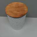 6 Canister Set for the Kitchen Countertop  Metal Food Storage Canisters with Airtight Lids for Flour, Tea, Crafts, Coffee, & Sugar  Container Set with Modern Wood Lids, White