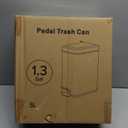 1.3 Gallon Slim Small Trash Can with Lid Soft Close, Stainless Steel Garbage Can for Bathroom Bedroom Office, Rectangular Step Trash Bin with Removable Inner Waste Basket (Beige)