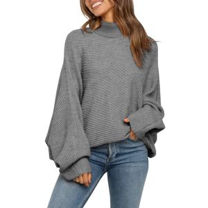 Mafulus Womens Oversized Turtleneck Sweater Slouchy Fall Winter Jumper Tops (Gray)
