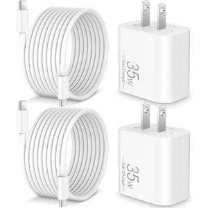 35W USB C Fast Charger for Google Pixel 10/10 Pro XL/Fold/9/9 Pro XL/8/8a/7/6/5/4/3 XL, 2-Pack 35W Type C Fast Charger Block & 10FT Long USB C Cable for Galaxy S26/S26+/S25/S24/ S23/S22/A57/A56/A55