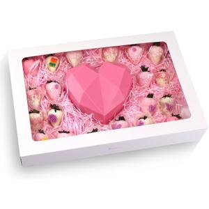 RIFMEAE 26-Pack 17" x 11" x 2.5" Cookie Boxes with Window, Large Bakery Boxes, Auto-Popup Treat Boxes for Cookies, Donuts [ White ]