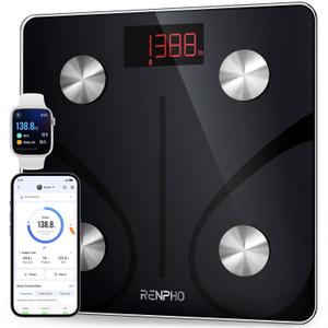 RENPHO Scale for Body Weight 500 lbs, Extra-High Capacity Smart Bathroom Scale with Ultra Wide Platform 12 x 12 inches, Body Fat Scale with Large LED Display, Health Monitor Sync App, Elis 1 L