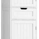Iwell 67" Tall Bathroom Cabinet, Storage Cabinet with 2 Doors & 1 Drawer, Bathroom Storage Cabinets with Adjustable Shelves, for Living Room, Entryway, Home Office, White