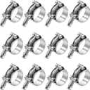 12 Pack 1.5 inch T-Bolt Hose Clamps, Stainless Steel_304 Working Range 44mm-50mm for 1.5" Hose ID, Turbo Intake Intercooler Clamp for Automotive