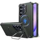 ESR for Samsung Galaxy S26 Phone Case with Stash Stand, 7X Military-Grade Drop Protection, Shock-Absorbing Rugged Cover, Compatible with MagSafe Accessories, Cyber Series, Pine Green