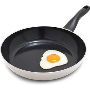 Deco 11 Nonstick Frying Pan Skillet, Made in Italy, Diamond Ceramic PFAS-Free, Dishwasher & Metal Utensil Safe, Durable Gloss Enamel Finish, Stay-Cool Handle, High Walls-Extra Room, Taupe