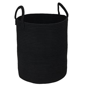 XUANGUO Black Cotton Rope Laundry Basket Hamper for Clothes Woven Storage Basket for Living Room Bedroom Boho Tall Rope Baskets for Blanket Toys Pillow Towels Baby Nursery Hamper Bin Large