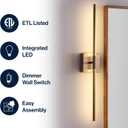 JONATHAN Y 28" Brass Gold Modern Dimmable Integrated LED Wall Sconce, Metal Vanity Light for Bathroom Mirror Bedroom Hallway, Sleek Hardwired Wall Lamp Fixture, 3000K (JYL7022B), Set of 1