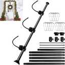 Garland Hanger for Front Door Frame - 26.77'' to 89.37'' Length, Heavy-Duty Stainless Steel Telescoping Rod, Multi-Use Tension Rod Garland Holder for Holiday Christmas & Halloween Decorations