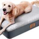 Extra Large Orthopedic Dog Bed for Big Dogs - XXL Waterproof Dog Bed with Removable Washable Cover & Anti-Slip Bottom, Crate Bed, Deluxe Plush Pet Bed Mat (Grey) (44.0"L x 32.0"W x 3.0"Th)