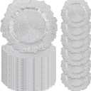 XLEUDTER 10 Pack Silver Charger Plates, Reef Plate Chargers for Dinner Plate, 13'' Round Plastic Table Chargers for Wedding, Party, Event, Dinner, Table Setting, Tabletop Decor