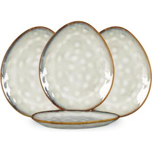 Henten Home Ceramic Appetizer Plates, 6.75 Inch Porcelain Dessert Plate, Cake, Snack Plates Set of 4, Salad Plate for Kitchen, Holiday Gifts, Dishwasher Safe (White)