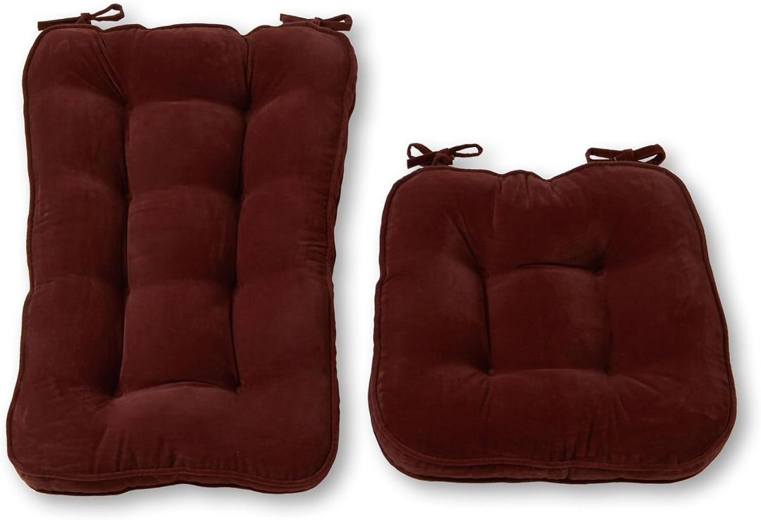 Greendale Home Fashions Hyatt Large Reversible 2-Piece Rocking Chair Cushion Set, Maroon