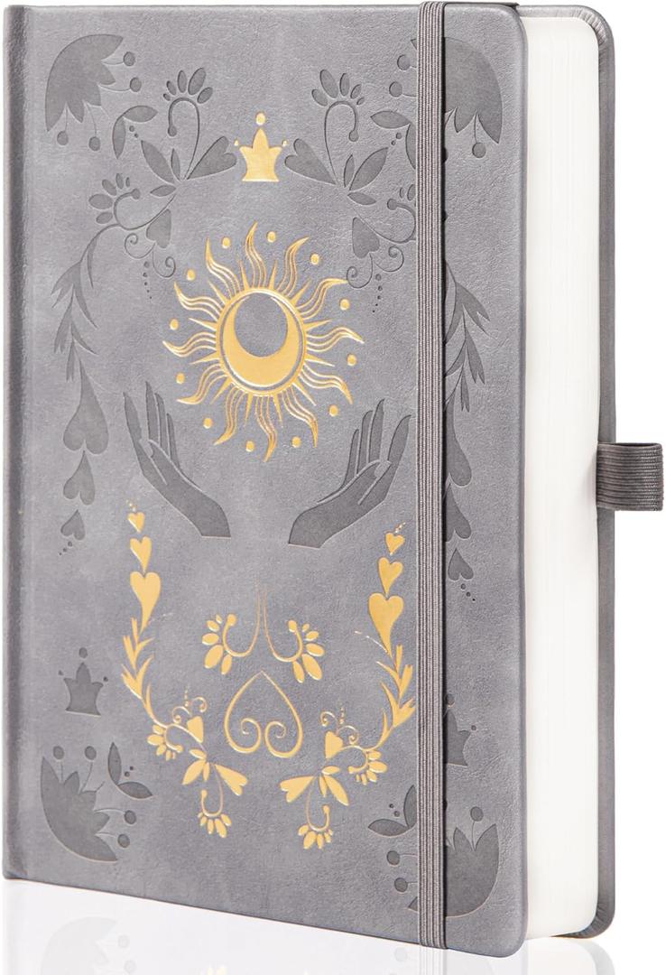 Dotted Journal Notebook for Women Men, Journals for Writing, A5 Aesthetic Dot Notebook for Work, Travel, School,190 Numbered Pages, 5.8x8.4 (Grey)