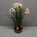Artificial Flowers in Pot 16" Fuax Daffodil Potted Flowers Plant Decor Room Farmhouse Fake White Flower Plants Centerpieces Desktop Spring Summer Flowers Home Decor Indoor for Living Room Kitchen