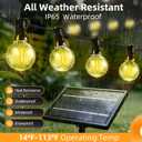 150FT Solar Lights Outdoor Waterproof: G40 45M Shatterproof Bulbs Patio Lights - Solar Powered Remote Control 3 Light Modes Dimmable Solar Light - Camping Backyard Garden Deck Outside Yard