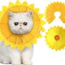 Sunflower Cat Recovery Cone Collar Soft Cotton Pet Cone Collar Adjustable Sunflower Elizabeth Postoperative Protection for Cats and Dogs (Small)